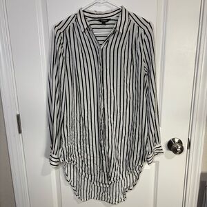 Express Black and White Striped Women's Button Down Top Dress
